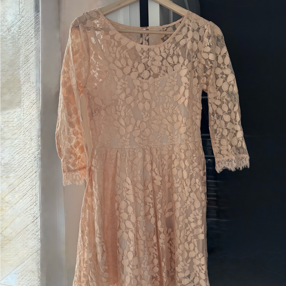 Peach Free People Lace Dress with Slip
